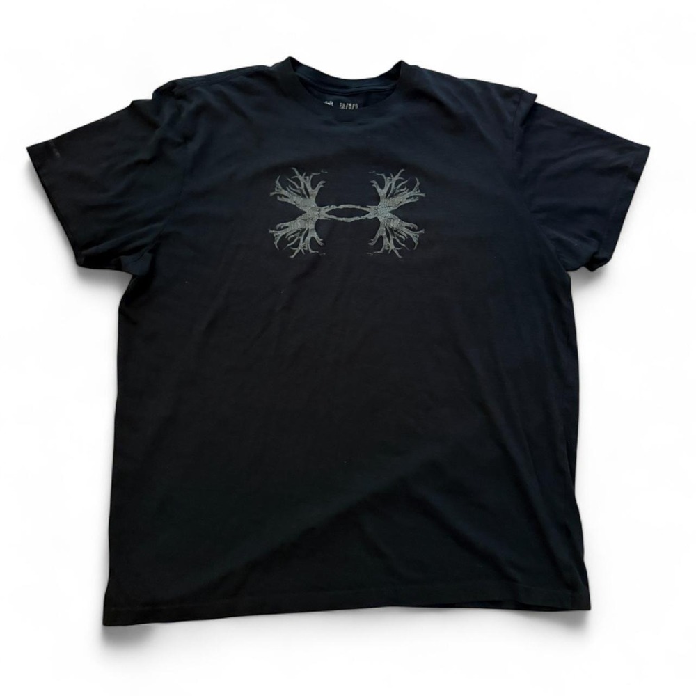 Under Armour HeatGear Mens Black Antler Logo Graphic T-Shirt Size Large
